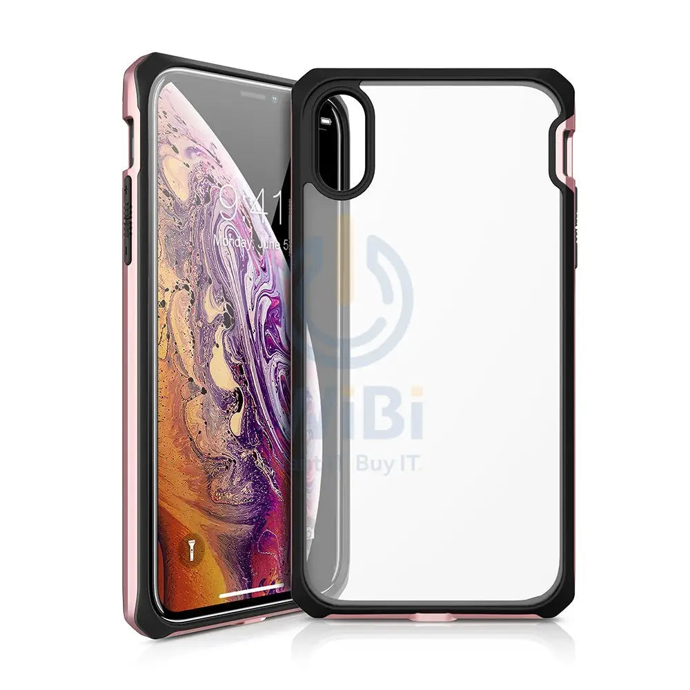 Itskins Hybrid Edge Metallic Frame Case Anti Shock Up To 2 Mtr For iPhone Xs Max - Rose Gold Accessories > Mobiles &