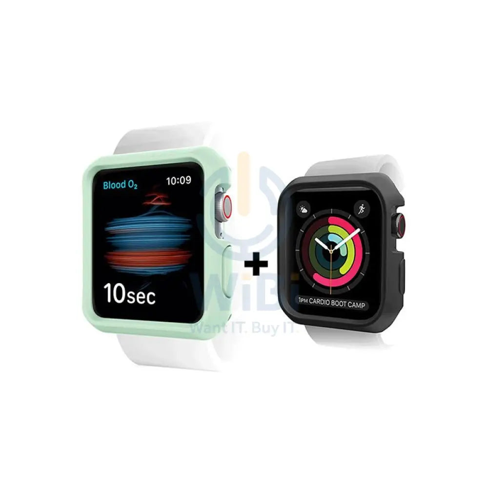Itskins Spectrum Bumper Case - 44mm / Apple Watch SE / 6 / 5 / 4 / Light Green & Black - Pack of 2 Accessories > Smart