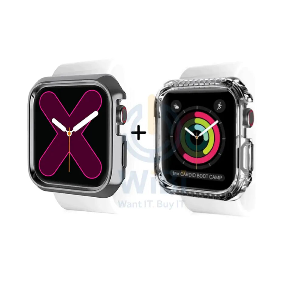 Itskins Spectrum Metal Case - 44mm / Apple Watch Series 6 / 5 / 4 / Se / Space Gray + Clear - Pack of 2 Accessories >
