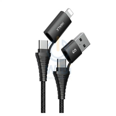 iWALK Twister Duo One For All Multi Charging Cable - USB-C/ Lightning To USB-C/USB-A / 1 Meter / Black