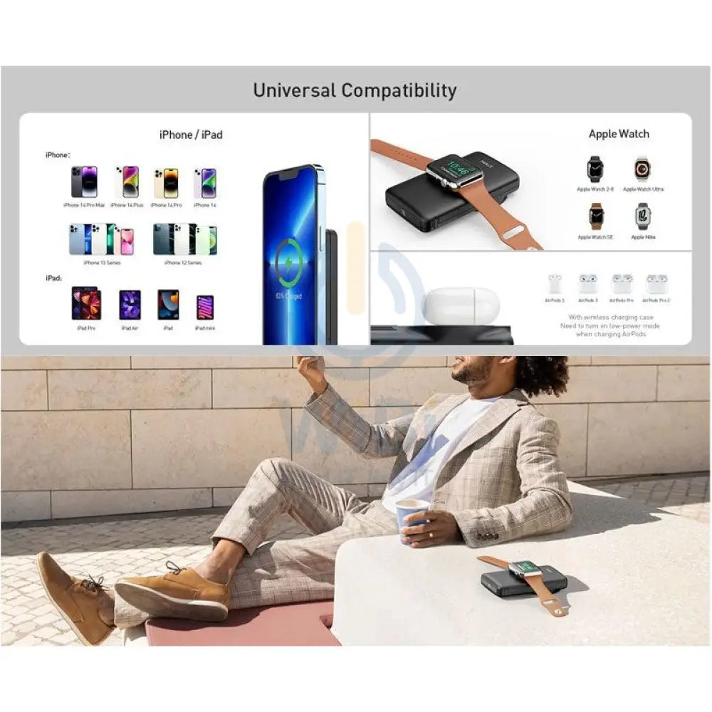 iWALK Mag-X Magnetic Wireless Power Bank With Apple Watch Charging Port - Wireless / 10000mAh / Black Accessories >