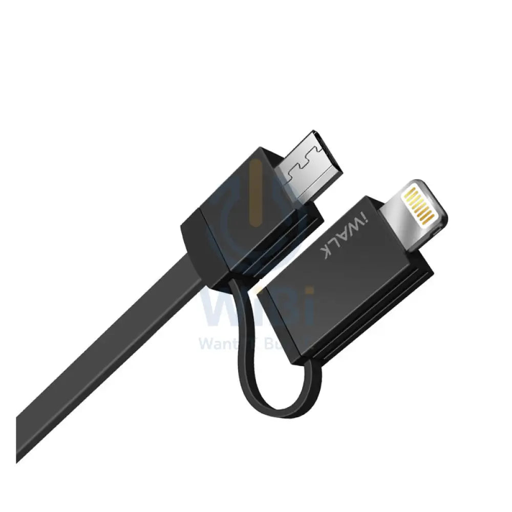 iWALK Retractable 2 IN 1 Charging Cable - Mirco-USB / Lightning / 1 Meter / Black