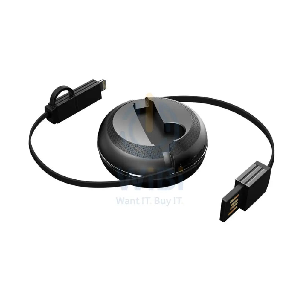 iWALK Retractable 2 IN 1 Charging Cable - Mirco-USB / Lightning / 1 Meter / Black