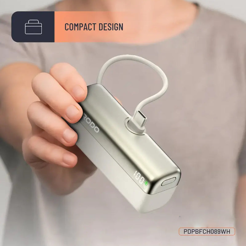 Porodo Pocket Volt Power Bank - 5000mAh / 22.5W / USB-C / White