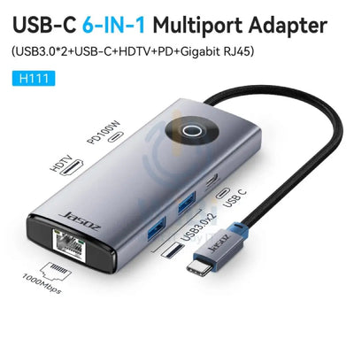 Jasoz H111 Type-C 6-in-1 Docking Station - Space Gray Accessories > USB Hub