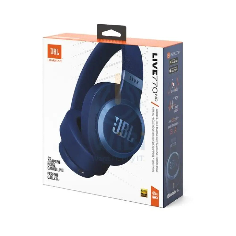 JBL بث 770NC لاسلكي  سماعة رأس  ملغية للضوضاء - فوق الأذن / لاسلكي / أزرق اكسسوارات  الصوت > سماعات الرأس