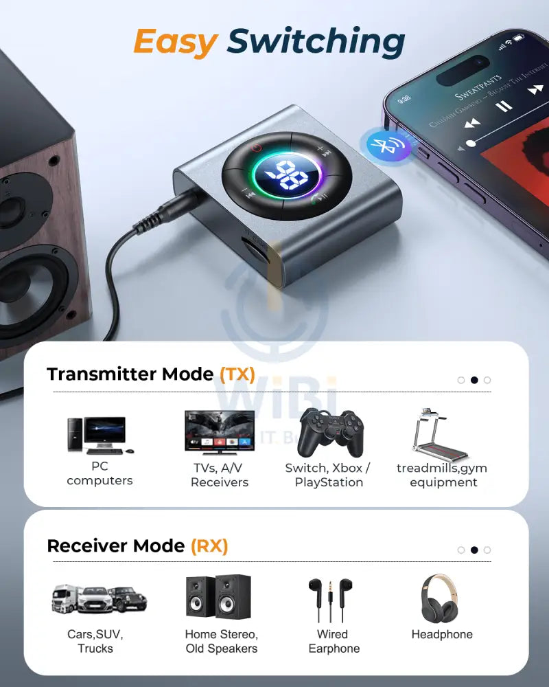 JR-CB2 2-in-1 Wireless Transmitter/Receiver-Dark Gray Accessories > Power Adapters