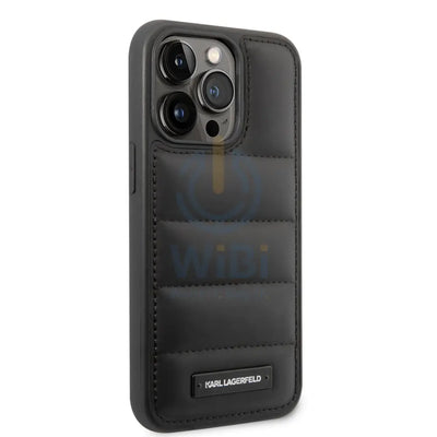 Karl Lagerfeld iPhone 14 Pro Max - Black Quilted Nylon Puffy Case With Metal Logo Plate Accessories > Mobiles & Tablets