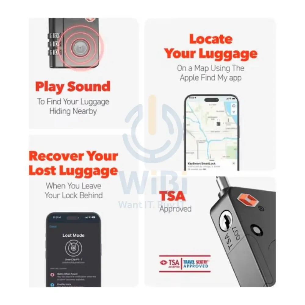 KeySmart Smart Lock Find My Lock - Black Accessories > Smart Devices