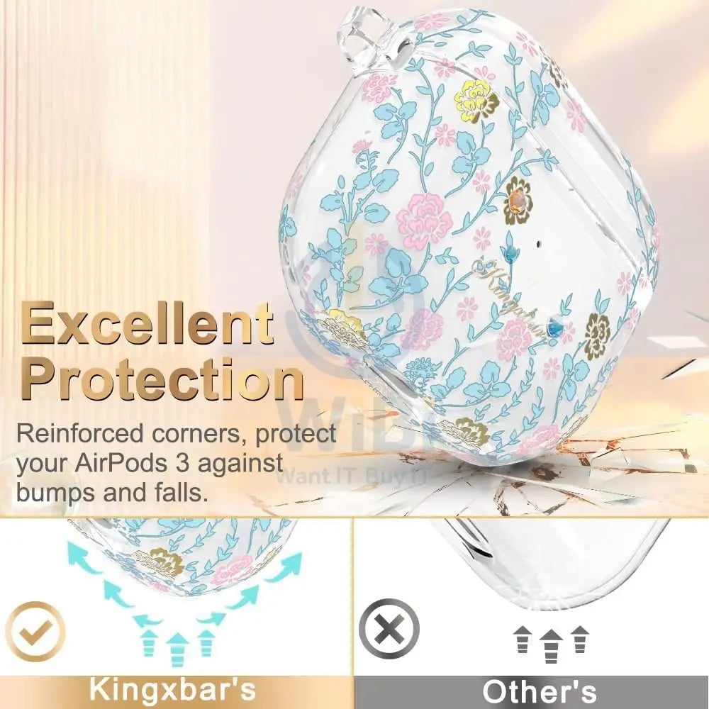 Kingxbar Flora Series AirPods 3 Case - Blue Accessories > Mobiles & Tablets