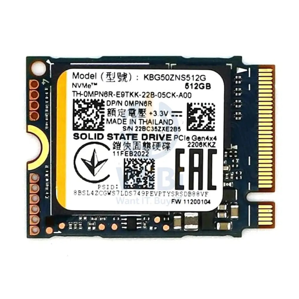 Kioxia M.2 PCIe NVMe SSD - 512GB / M.2 2230 / PCIe 4.0 / Open - SSD (Solid State Drive) Storage > Solid State Drive