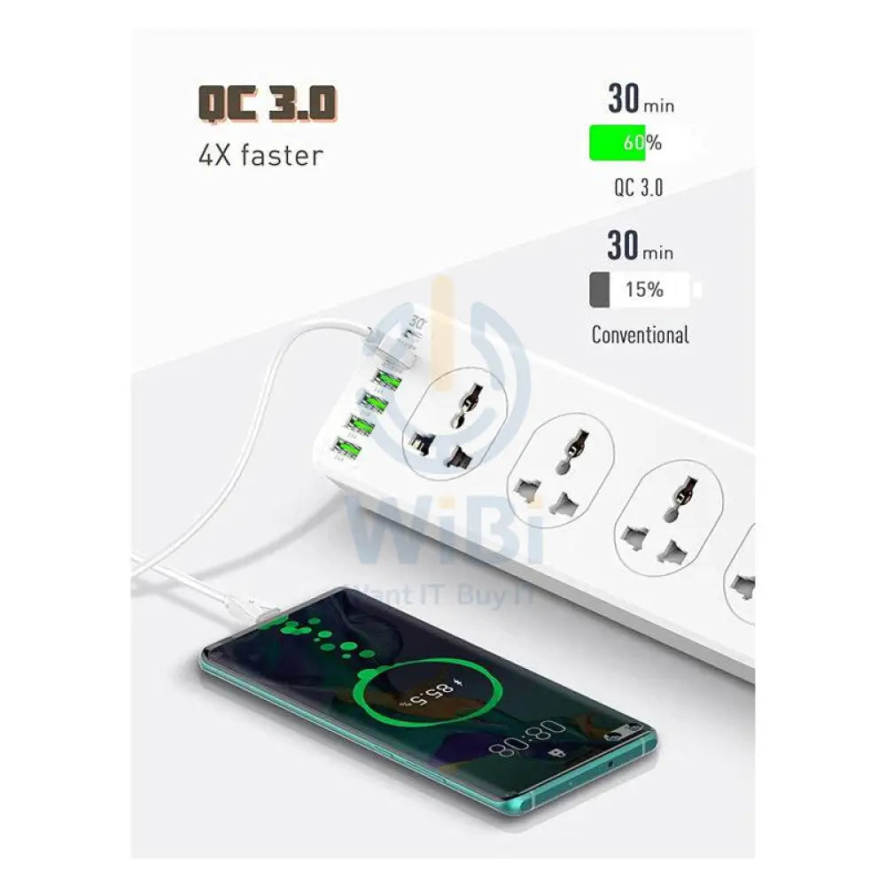 لدنيو مقبس كهرباء 10 مخارج - 10 مخارج / USB-C / 2 متر / أبيض