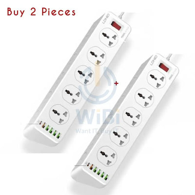 Ldnio 10 Outlet Power Socket - 10 Way / USB-C / 2 Meters / White - 2 Pieces