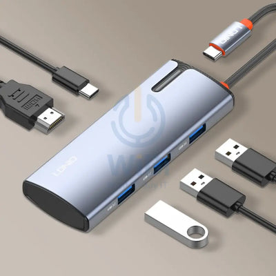 Ldnio 5 In 1 Type-C HUB Adapter 4K HD Grey Accessories > Power Adapters