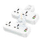 Ldnio Extension Power Socket - 2 Way / USB-C / Whit - Pack of 2