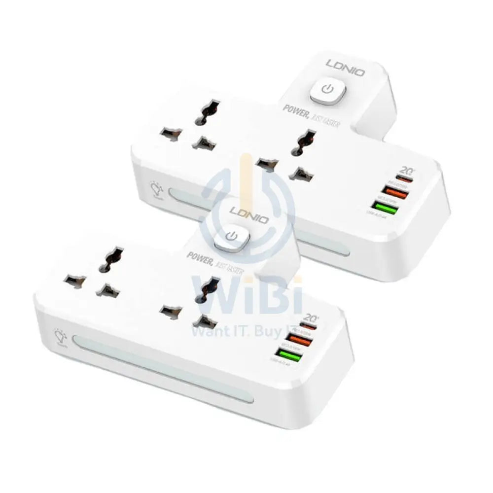 Ldnio Extension Power Socket - 2 Way / USB-C / Whit - Pack of 2