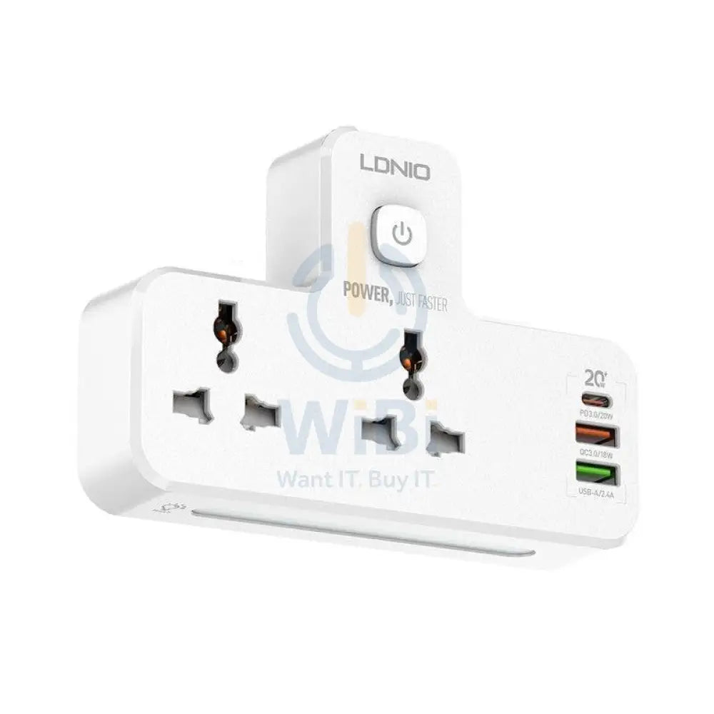 Ldnio 6 in 1 Power socket - 2 Way / USB-C / Night lamp / White - Pack of 2 Accessories > Power > Power Protection >