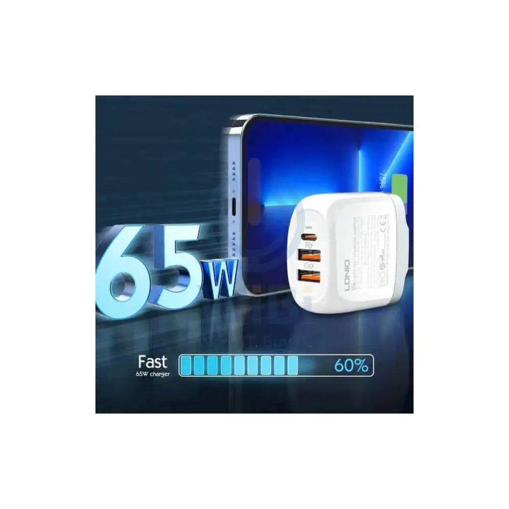 LDNIO 65W GaN Super Fast Charger with Lightning Cable - A3511Q-IP Accessories > Power Adapters