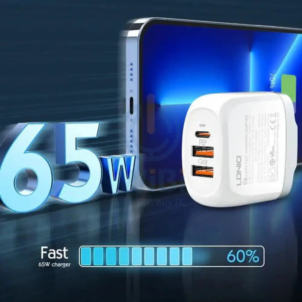 LDNIO 65W GaN Super Fast Charger with USB-C Cable – A3511Q Accessories > Power Adapters