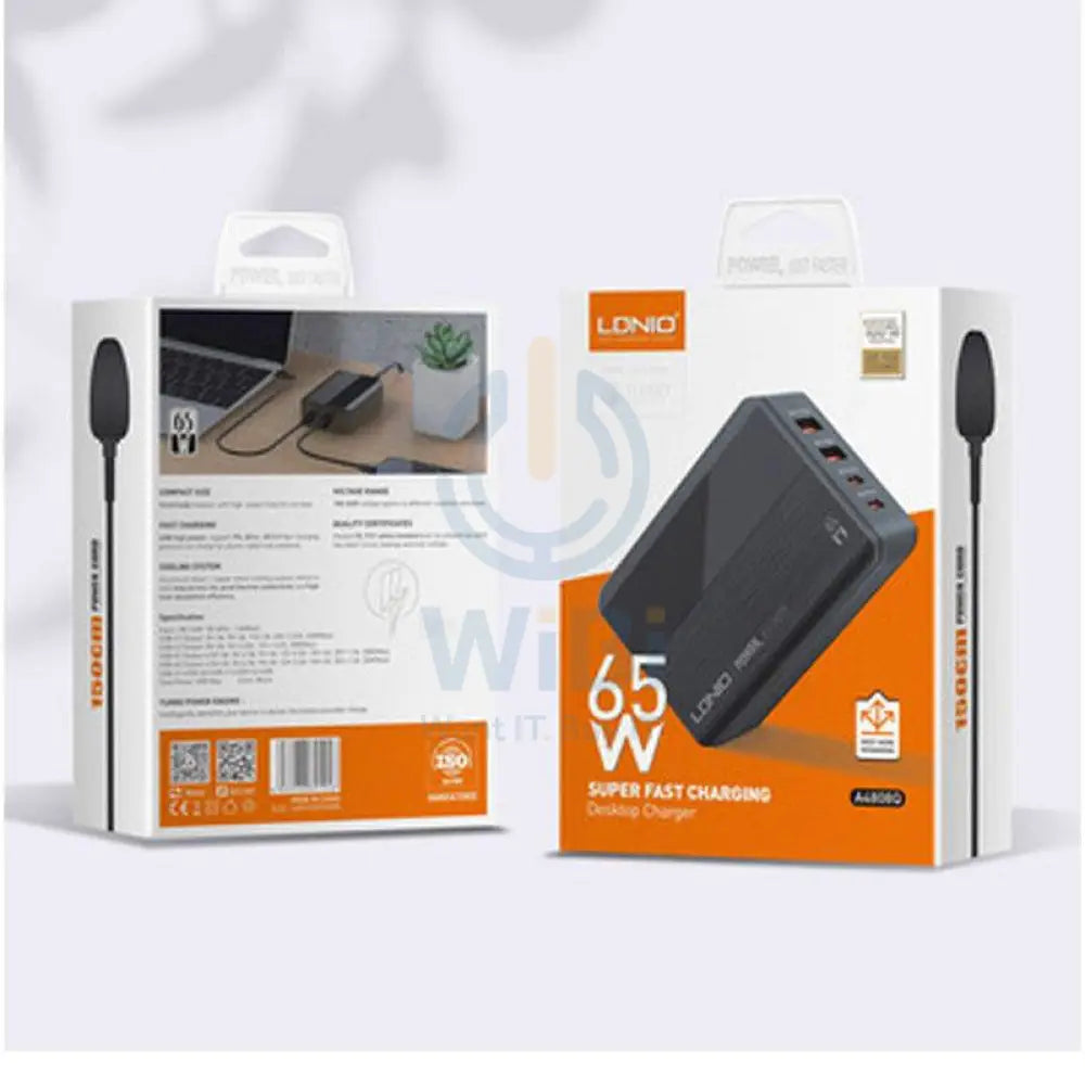 Ldnio 65W Super Fast Charging Desktop Charger - USB-C / 2 Meters / Black