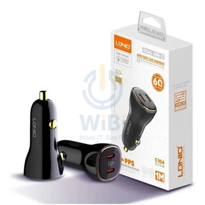 لدنيو C104 مزدوج C104 مزدوج PD سوبر سريع  شاحن  سيارة - 60 واط / يو اس بي/ أسود اكسسوارات > هواتف  تابلت > هواتف > سيارة