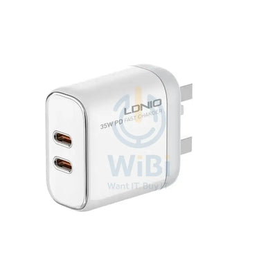 LDNIO Dual Super Fast Charging Adaptor with Cable - 35W / USB-C / White Accessories > Power Adapters