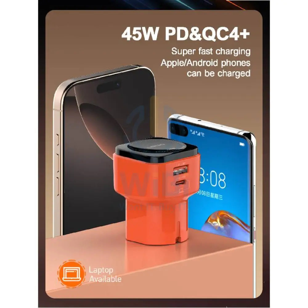 LDNIO Q2420 Ultra-Fast Charging Global Universal Adapter Charger - 45W / Orange/Black Accessories > Power Adapters