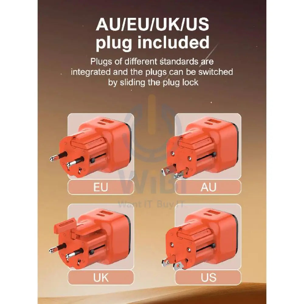 LDNIO Q2420 Ultra-Fast Charging Global Universal Adapter Charger - 45W / Orange/Black Accessories > Power Adapters