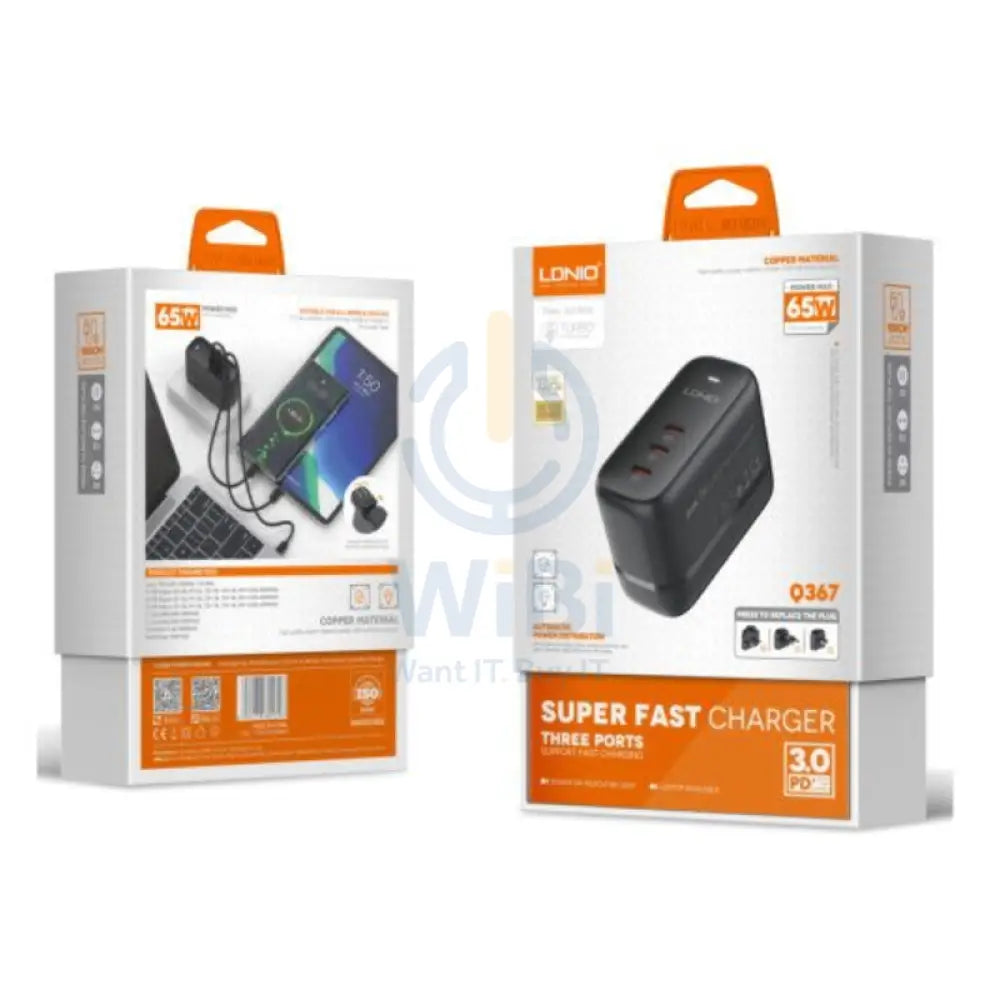 لدنيو Q367 Q367 GaN Supper سريع شاحن - 65W / تايب-سي / أسود اكسسوارات > طاقة محولات