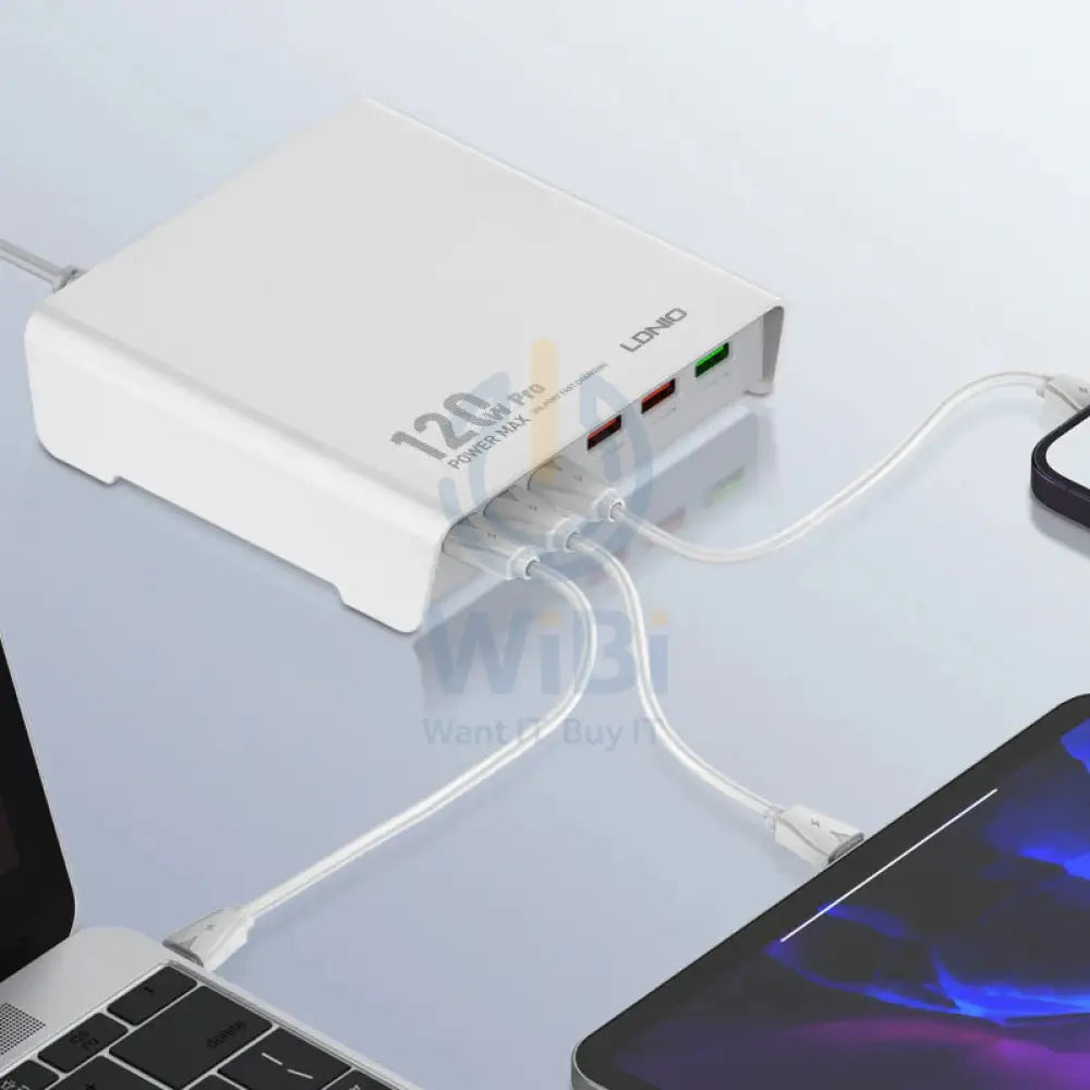 LDNIO Q605 Multi-ports Desktop Charging Station - 120W / 3x USB-C / 3x USB-A / White Accessories > USB Hub