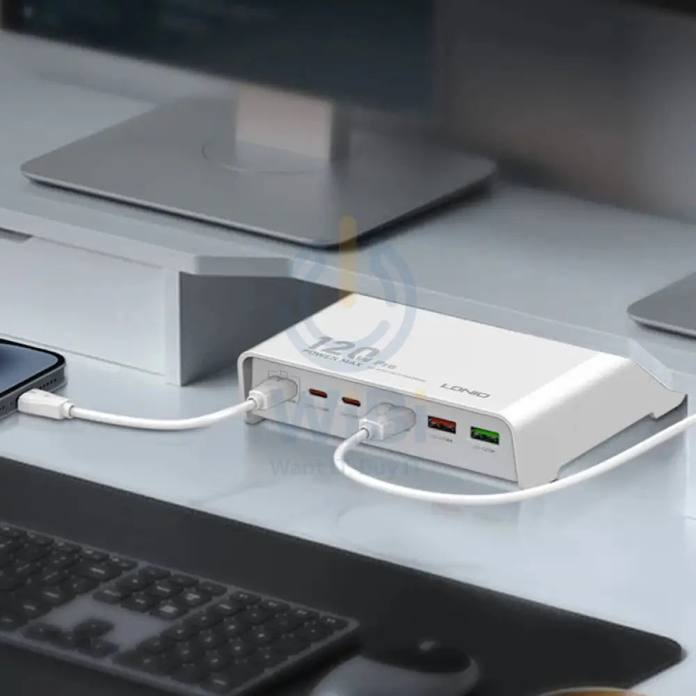 LDNIO Q605 Multi-ports Desktop Charging Station - 120W / 3x USB-C / 3x USB-A / White Accessories > USB Hub