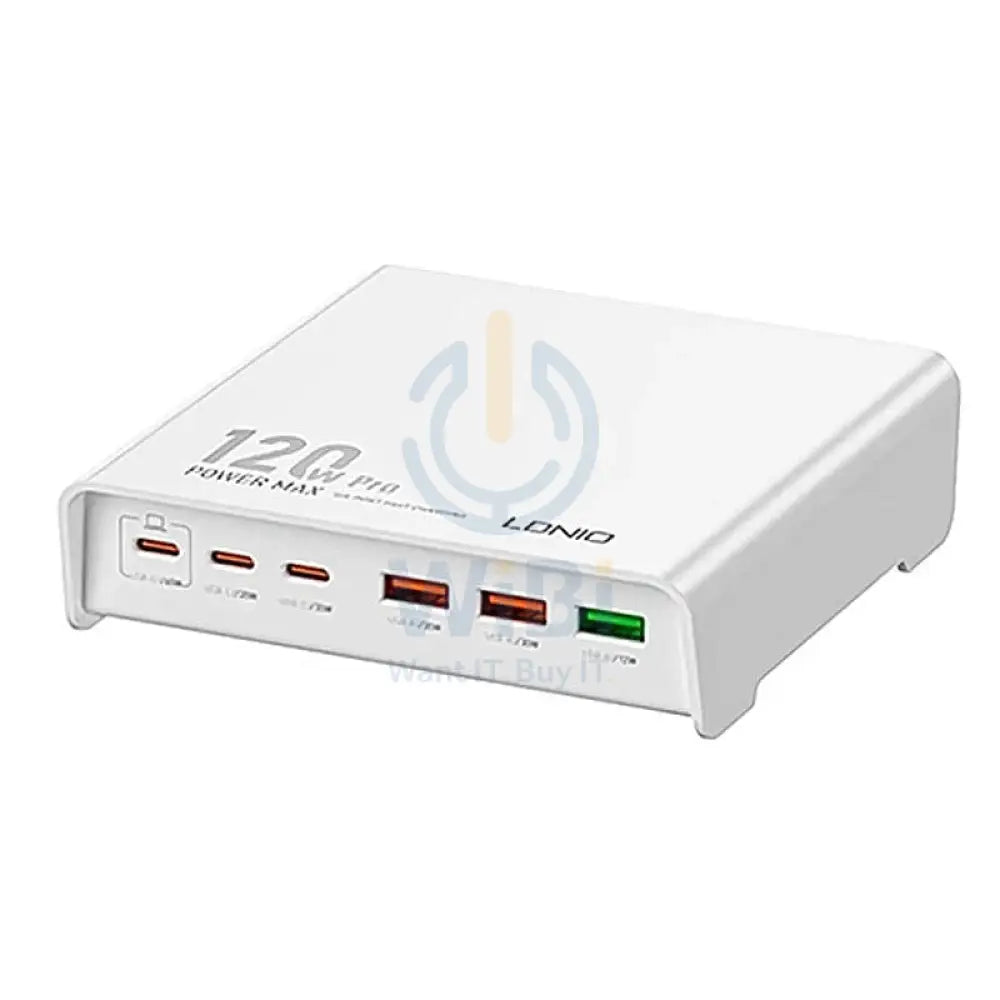 LDNIO Q605 Multi-ports Desktop Charging Station - 120W / 3x USB-C / 3x USB-A / White Accessories > USB Hub