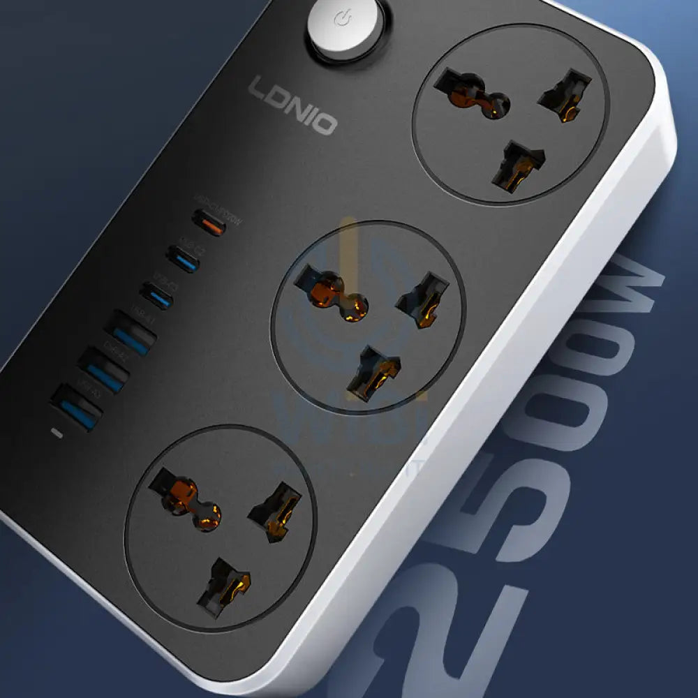 LDNIO SC3604C Extension Sockets - 3 Way / 2 Meters / 3x USB / 3x USB-C / Black Accessories > Power > Power Protection >
