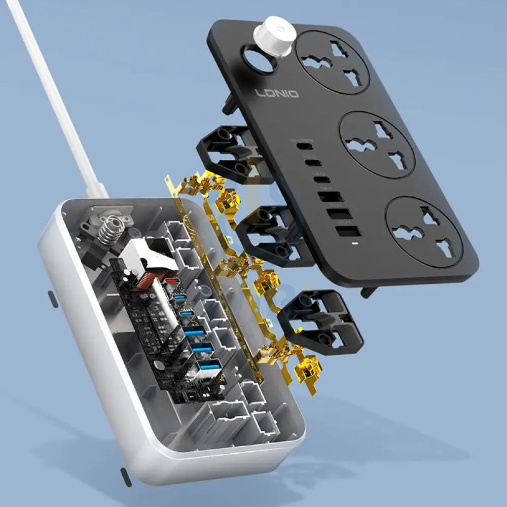 LDNIO SC3604C Extension Sockets - 3 Way / 2 Meters / 3x USB / 3x USB-C / Black Accessories > Power > Power Protection >