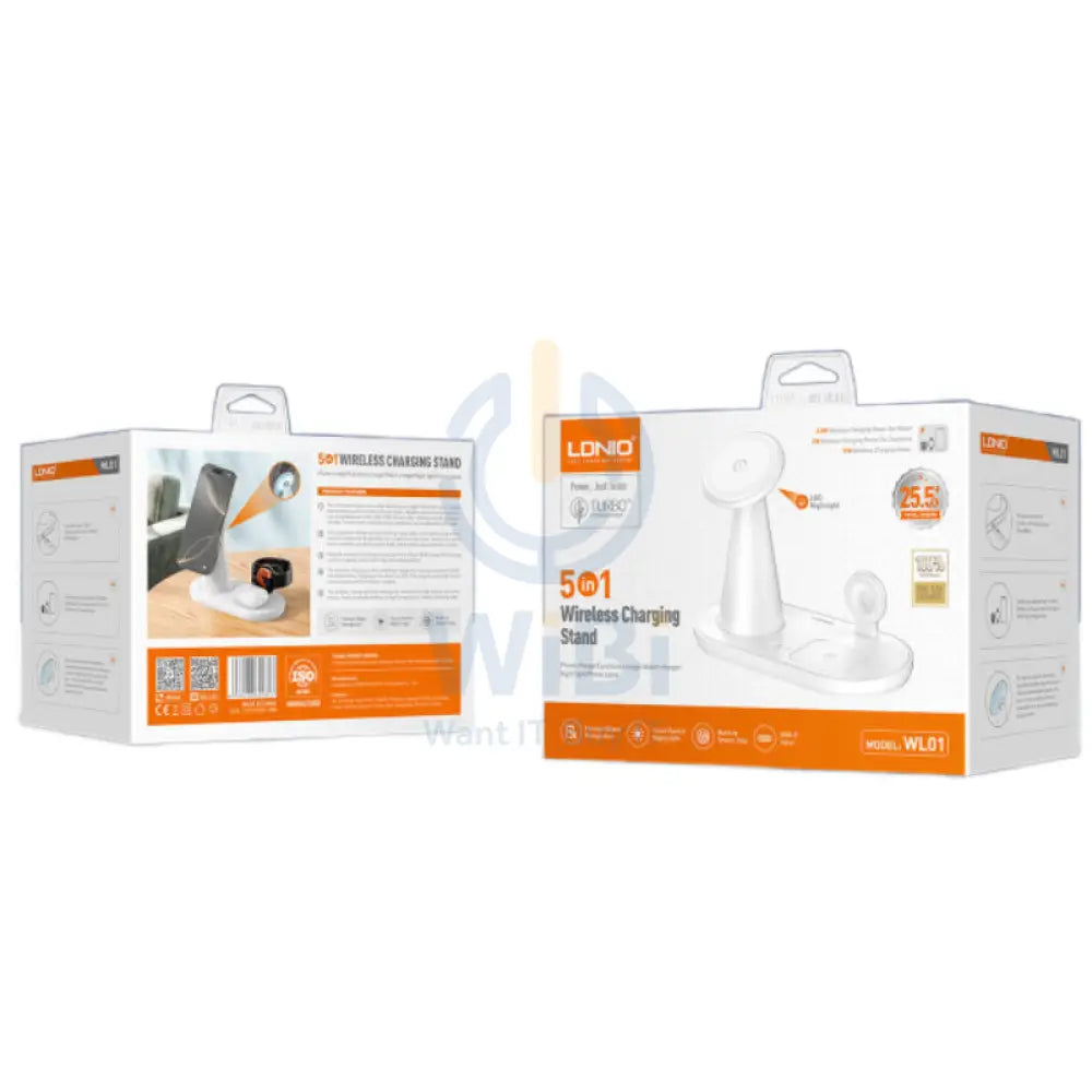 LDNIO WL01 5 in 1 Desktop Wireless Charging Station 25.5W / White Accessories > Power Adapters