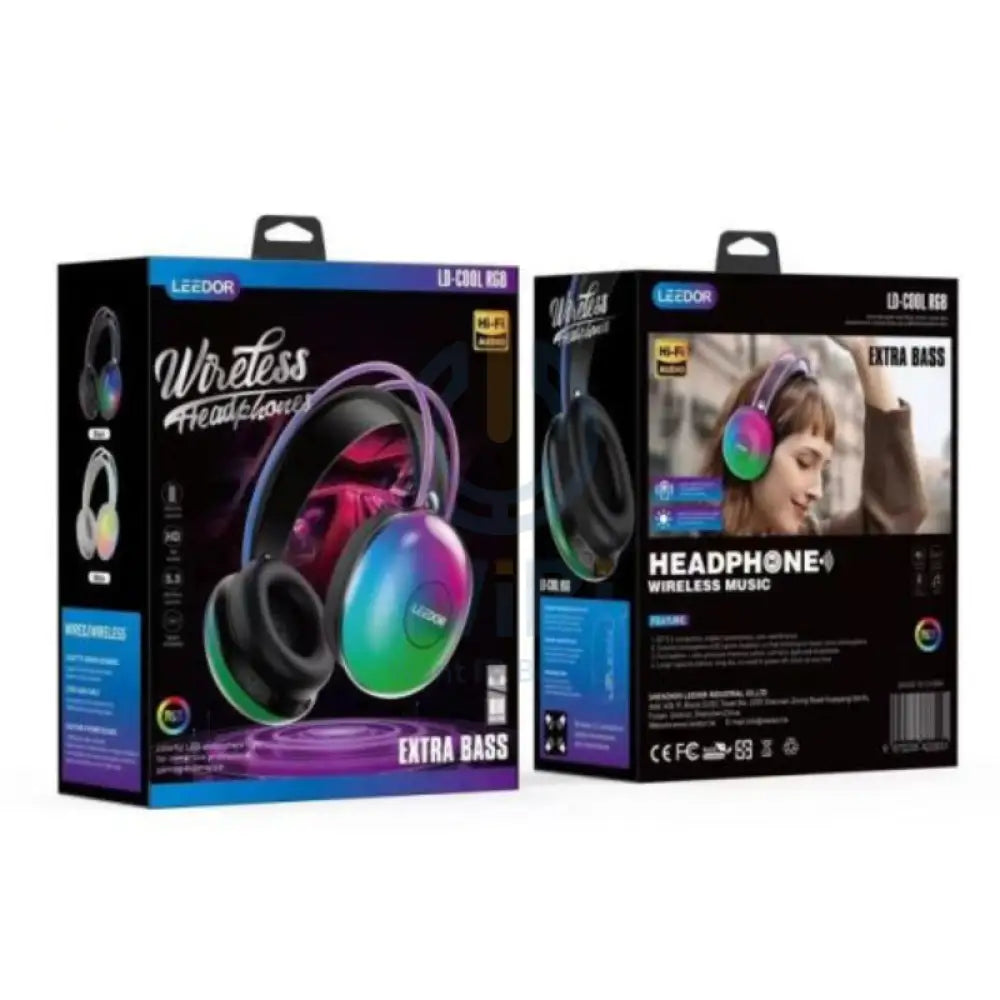 LEEDOR HIFI Cool Music Colorful LED&RGB Wireless Sports Headphone 800mAh / Black Accessories > Audio > Headphones