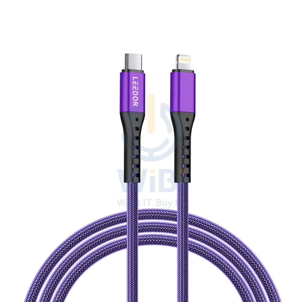LEEDOR Nylon 3A Fast Charge USB C to Lightning Data Cable 1.2M / 27W / Purple Accessories > Cables & Converters > Cables