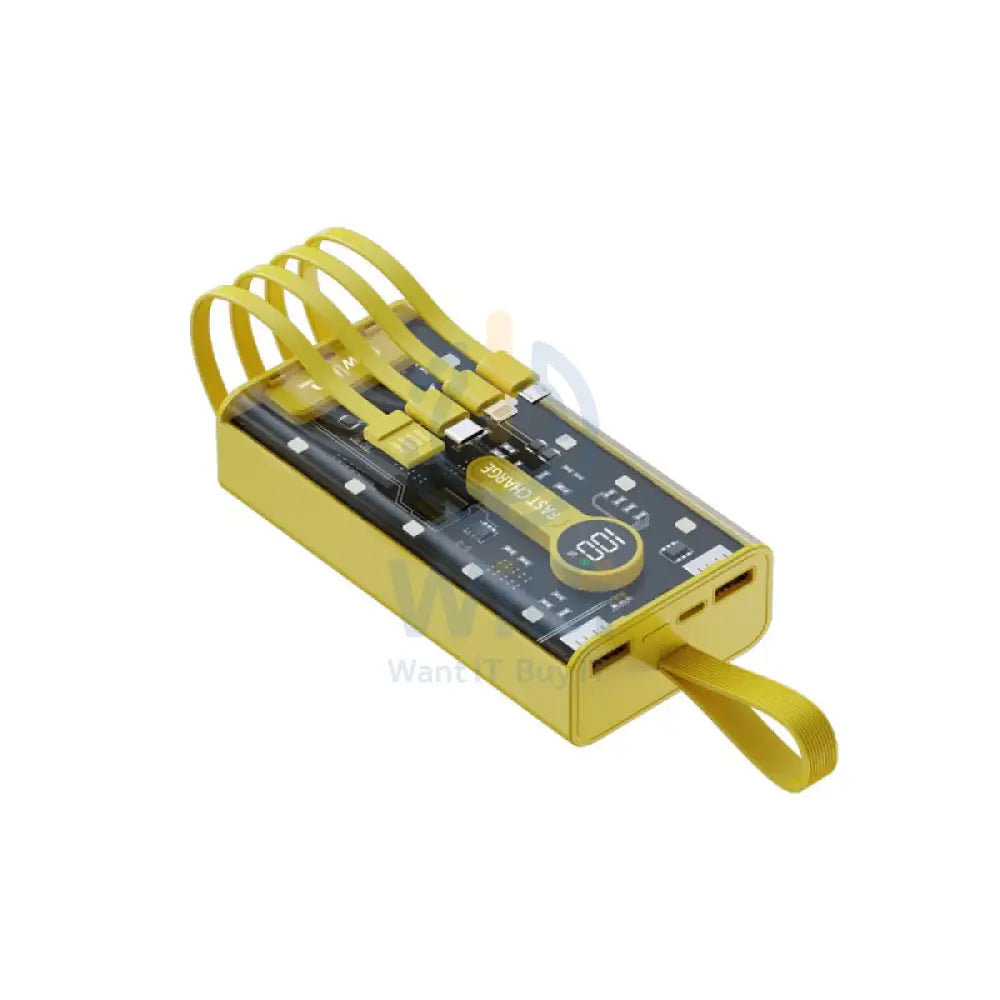 LEEDOR YM-743 Built-in Cable Power Bank - 20W / 10000mAh / Yellow Accessories > Power Bank
