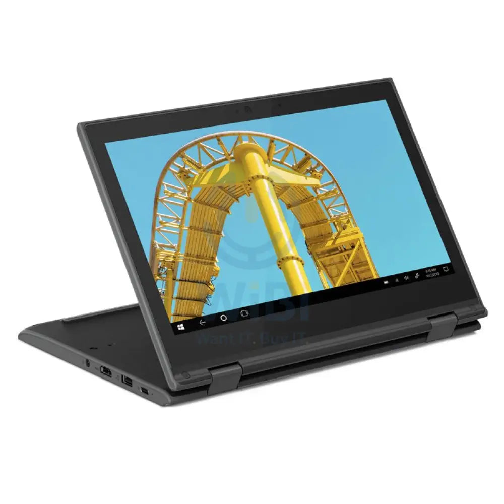Lenovo 300e 2-in-1 Laptop (2nd Gen) - 11.6" HD Multi-Touch / Celeron / 4GB / 128GB eMMC / Win 10 Pro / 1YW / Arabic/English / Black - Laptop