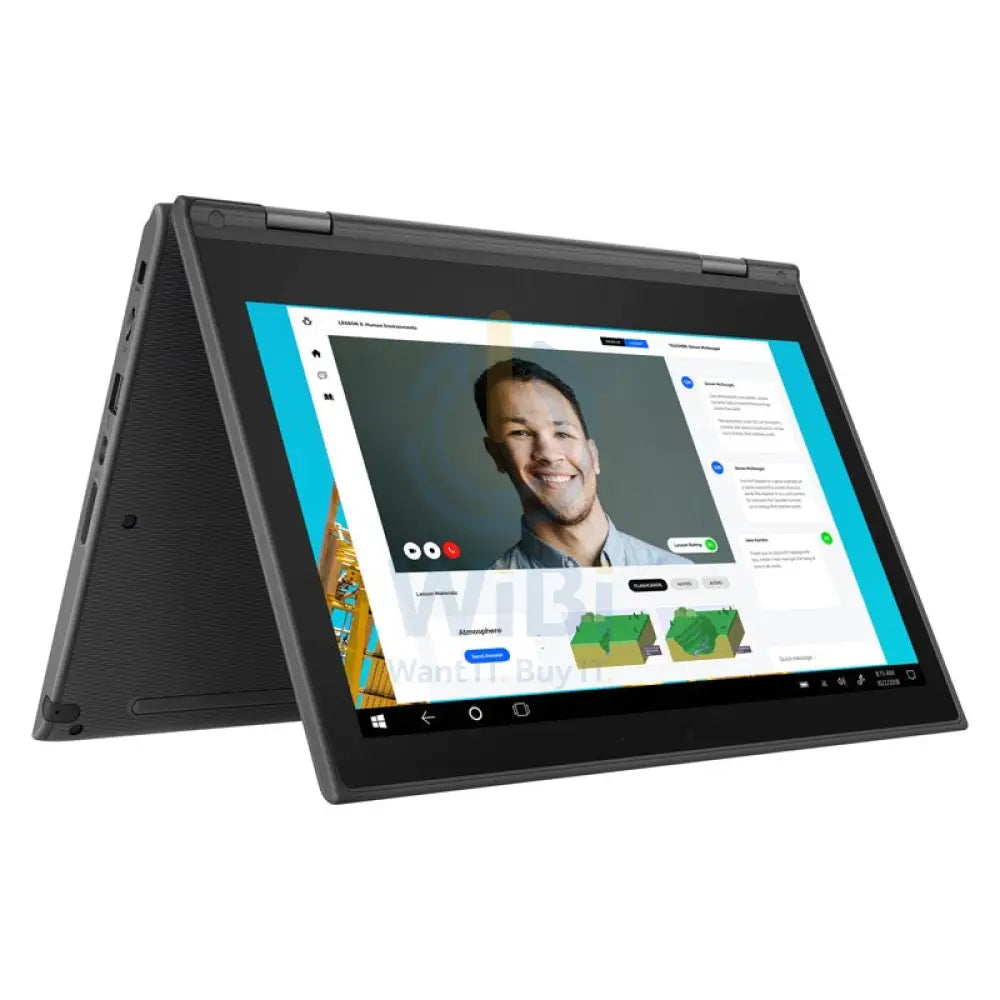 Lenovo 300e 2-in-1 Laptop (2nd Gen) - 11.6" HD Multi-Touch / Celeron / 4GB / 128GB eMMC / Win 10 Pro / 1YW / Arabic/English / Black - Laptop