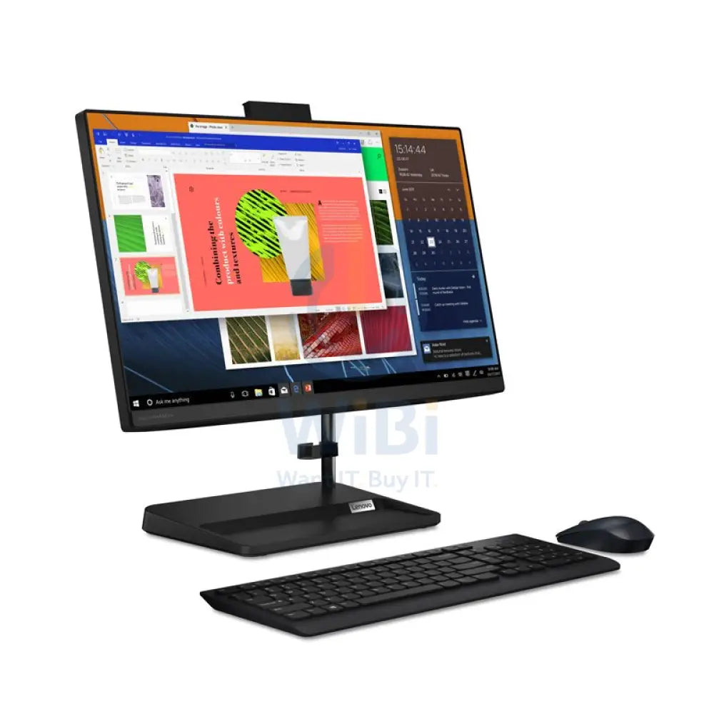 لينوفو إيديا سنتر 3 الكل في واحد جهاز كمبيوتر - آي 3 / 4 جيجابايت / 256 جيجابايت (NVMe م.2 إس إس دي) / 21.5" كاملة الوضوح لا تعمل باللمس / دوس (بدون نظام تشغيل) / أسود / ضمان سنة - كمبيوتر مكتبي