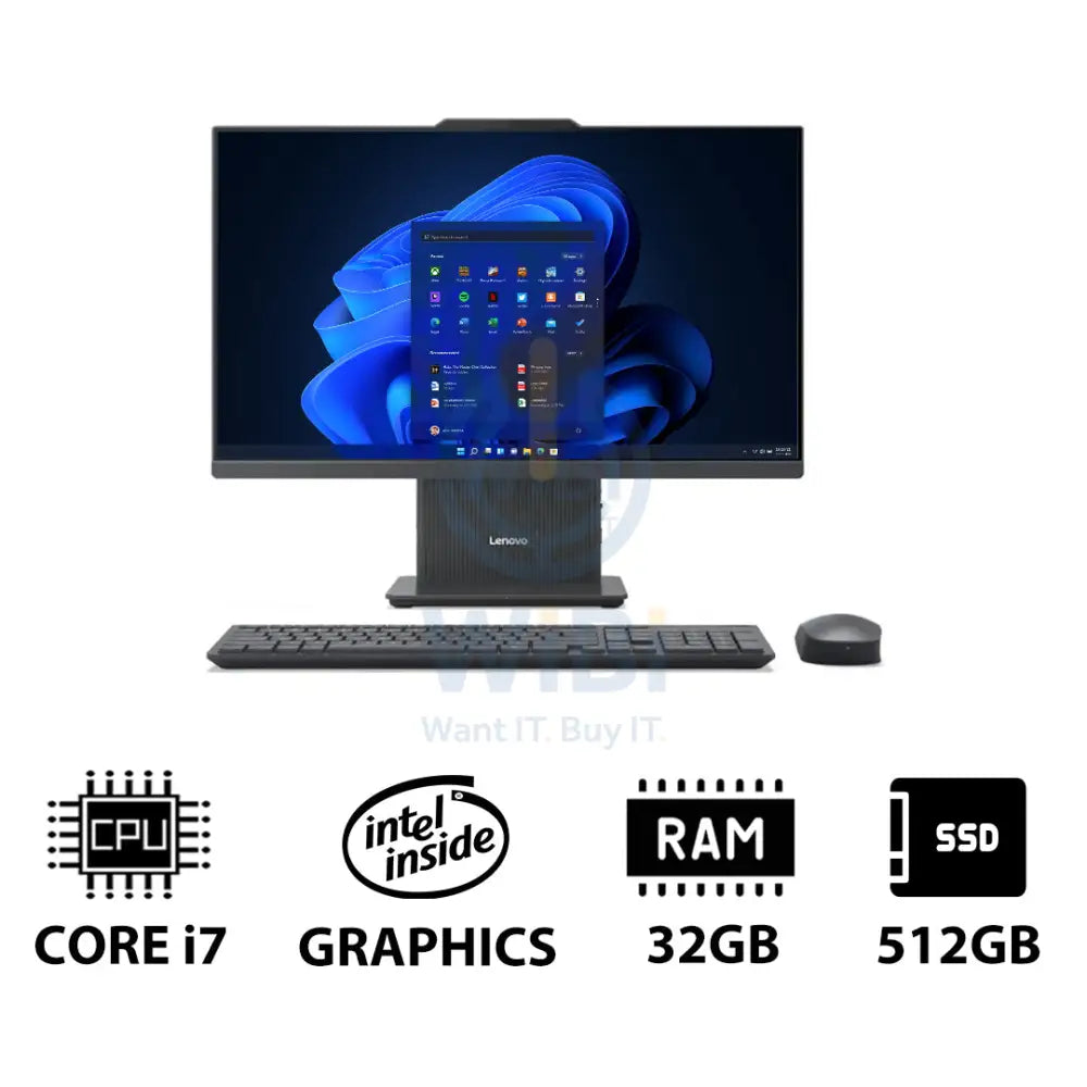 Lenovo IdeaCentre Gen 9 AIO PC - i7 / 32GB / 512GB (NVMe M.2 SSD) / 23.8’’ FHD Non-Touch / Win 11 Pro / 1YW / Luna Grey