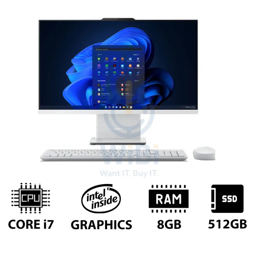 Lenovo IdeaCentre Gen 9 AIO PC - i7 / 8GB / 512GB (NVMe M.2 SSD) / 23.8" FHD Non-Touch / Win 11 Pro / 1YW / English/Arabic / Cloud Grey - Desktop