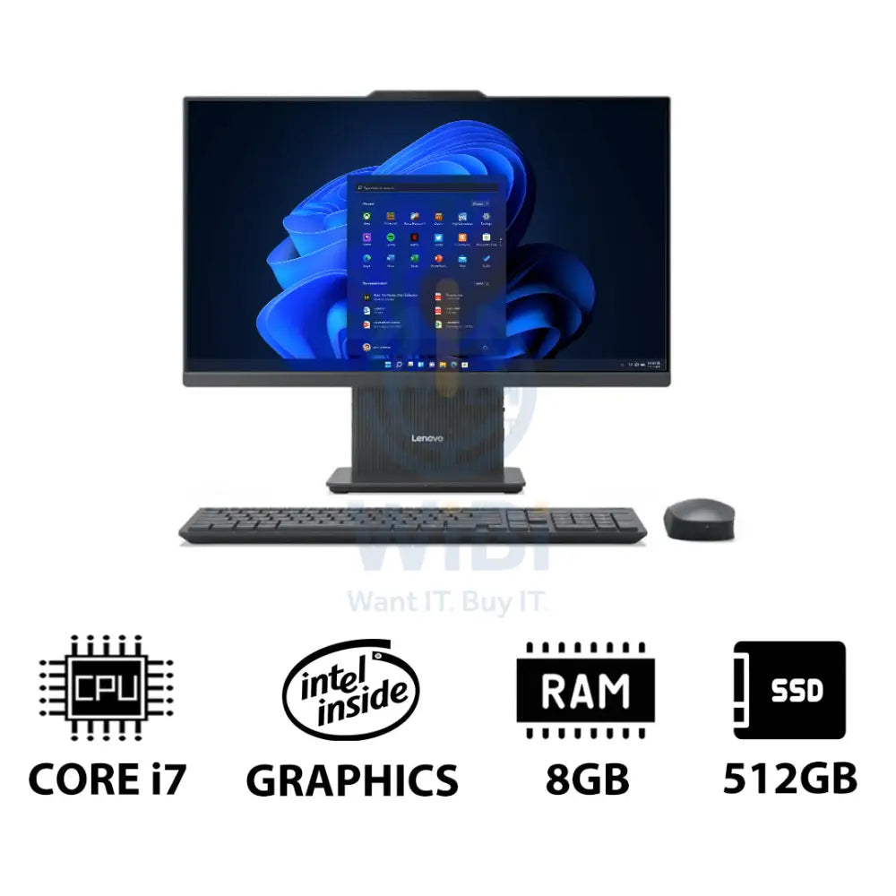 Lenovo IdeaCentre Gen 9 AIO PC - i7 / 8GB / 512GB (NVMe M.2 SSD) / 23.8’’ FHD Non-Touch / Win 11 Pro / 1YW / Luna Grey