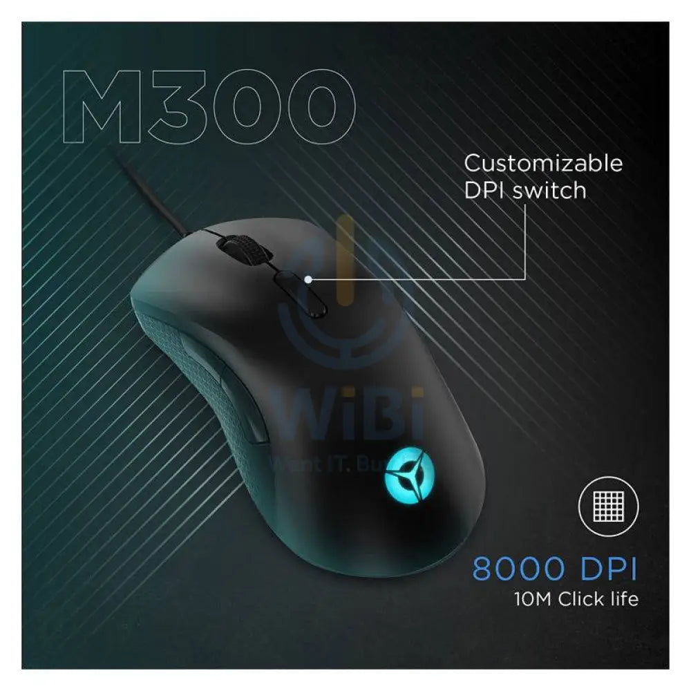 Lenovo Legion M300 RGB Gaming Mouse - 8,000 dpi / USB 2.0 / Wired / Black - Mouse