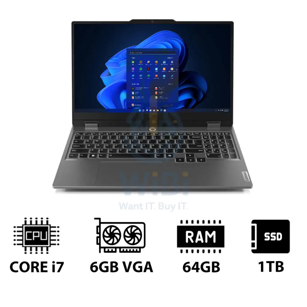 Lenovo LOQ Gen 9 AI PC - 15.6’’ FHD / i7 / 64GB / 1TB (NVMe M.2 SSD) / RTX 4050 6GB VGA / Win 11 Pro / 1YW
