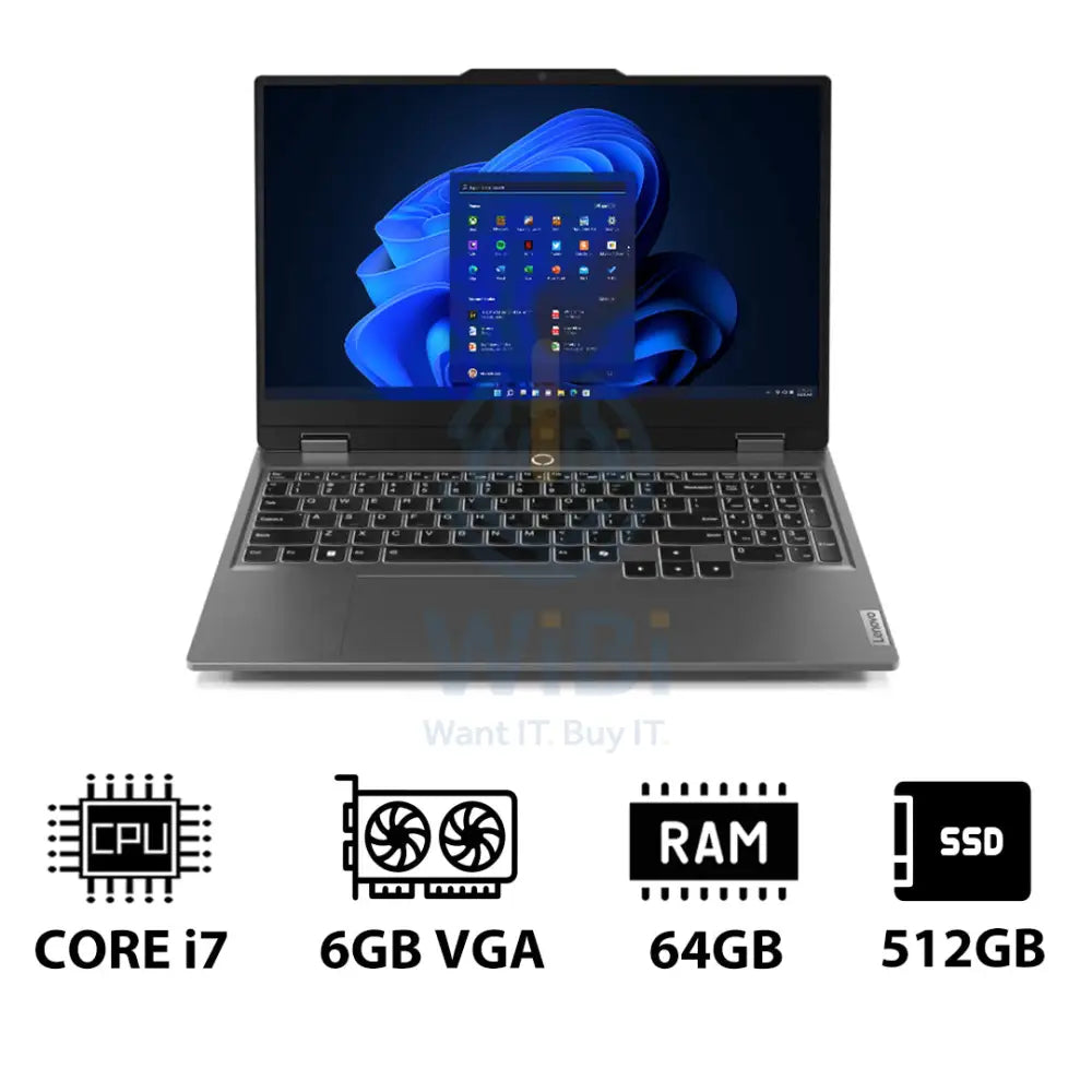 لينوفو وقو الجيل 9 جهاز كمبيوتر - 15.6 بوصة FHD / 15.6 بوصة FHD / آي 7 / 64 جيجابايت / 512 جيجابايت (NVMe م.2 إس إس دي) / RTX 4050 6 جيجابايت في جي إيه / ويندوز 11 برو / ضمان سنة