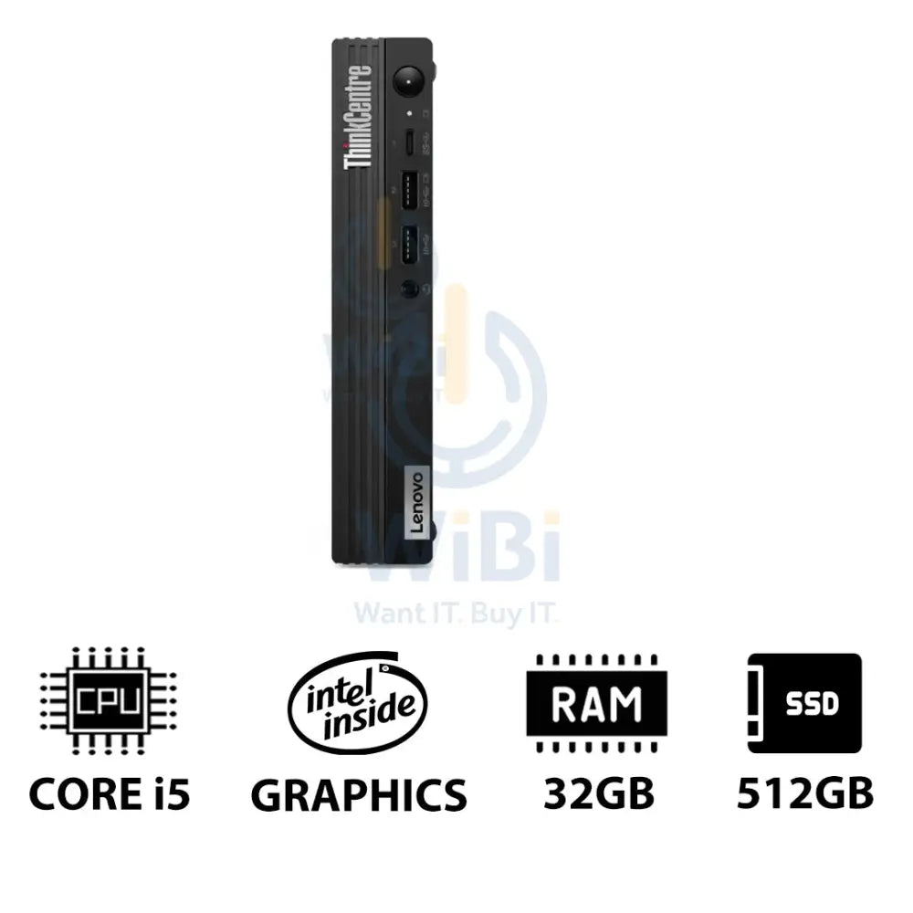 Lenovo ThinkCentre M70q Gen 4 Tiny - i5 / 32GB / 512GB (NVMe M.2 SSD) / DOS (Without OS) / 1YW - Desktop Desktop &