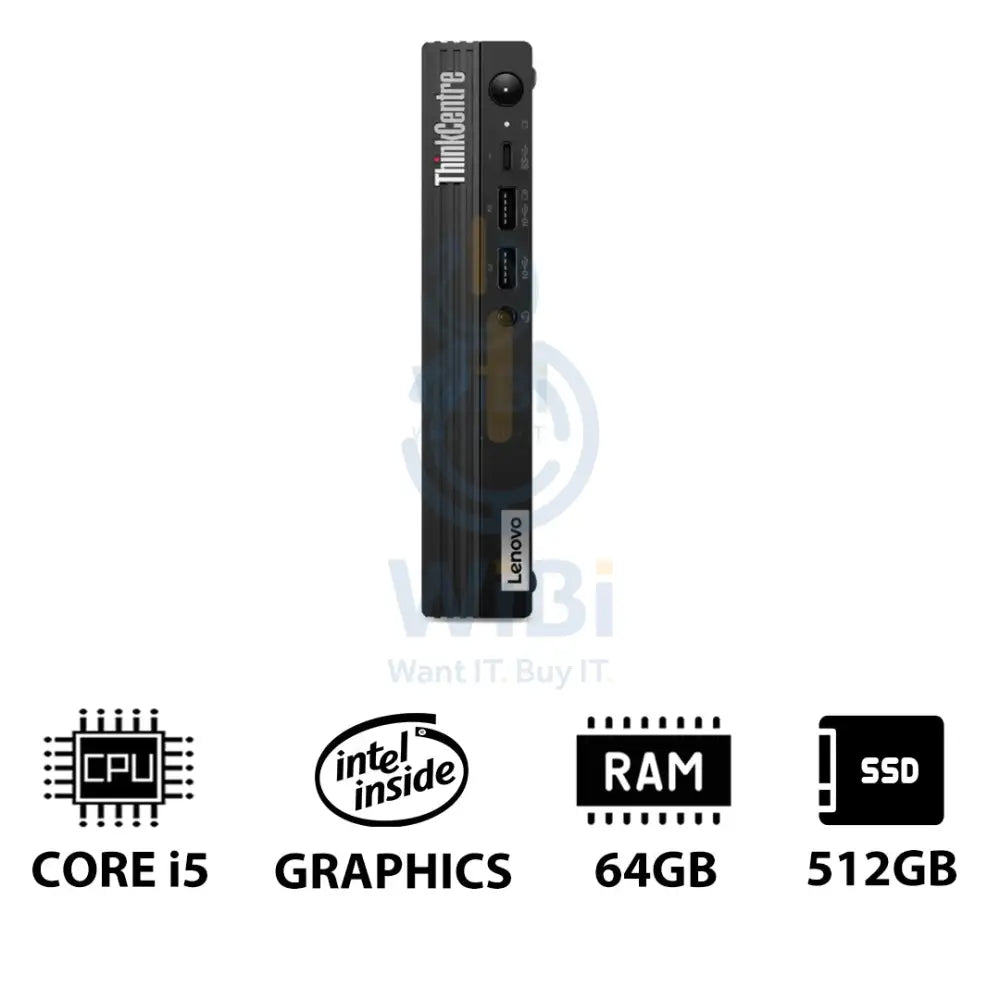 Lenovo ThinkCentre M70q Gen 4 Tiny - i5 / 64GB / 512GB (NVMe M.2 SSD) / DOS (Without OS) / 1YW - Desktop Desktop &