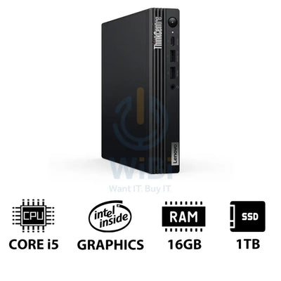 Lenovo ThinkCentre M70q Gen 5 Tiny - i5 / 16GB / 1TB (NVMe M.2 SSD) / Win 11 Pro / 1YW - Desktop Desktop & All-In-One